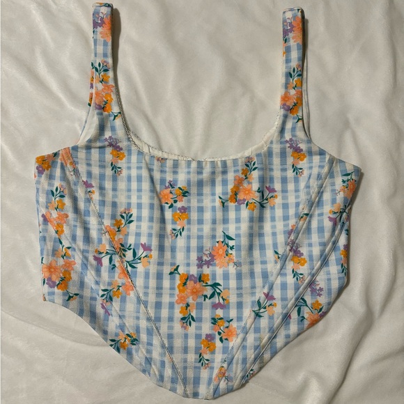 WHITE FOX IF YOU LET ME BUSTIER GINGHAM FLORAL - Picture 2 of 2